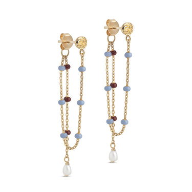 ENAMEL Copenhagen Earrings, Lola Pearl Earrings Blue Wine
