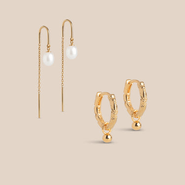 Feminine Pearl Earrings Stack