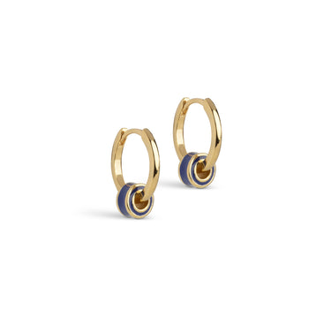 ENAMEL Copenhagen Hoops, Enamel Tokens Circle Earrings Navy Blue
