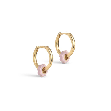 ENAMEL Copenhagen Hoops, Enamel Tokens Flower Earrings Light Pink