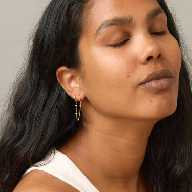 ENAMEL Copenhagen Hoops, Lola Chain One Piece Earrings Earthtone