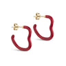 ENAMEL Copenhagen Hoops, Organic Enamel Heart Earrings Red