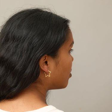 ENAMEL Copenhagen Hoops, Organic Star Medium Earrings Gold Plated
