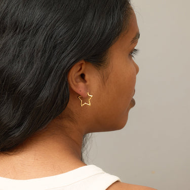 ENAMEL Copenhagen Hoops, Organic Star Medium Earrings Gold Plated