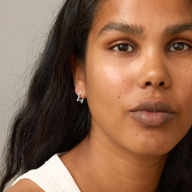 ENAMEL Copenhagen Hoops, Organic Star Small Earrings Silver Plated