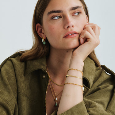 ENAMEL Copenhagen Hoops, Significant Enamel Earrings Sage