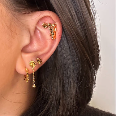 ENAMEL Copenhagen Hoops, Sunshine Leaves Earrings 925S/GP