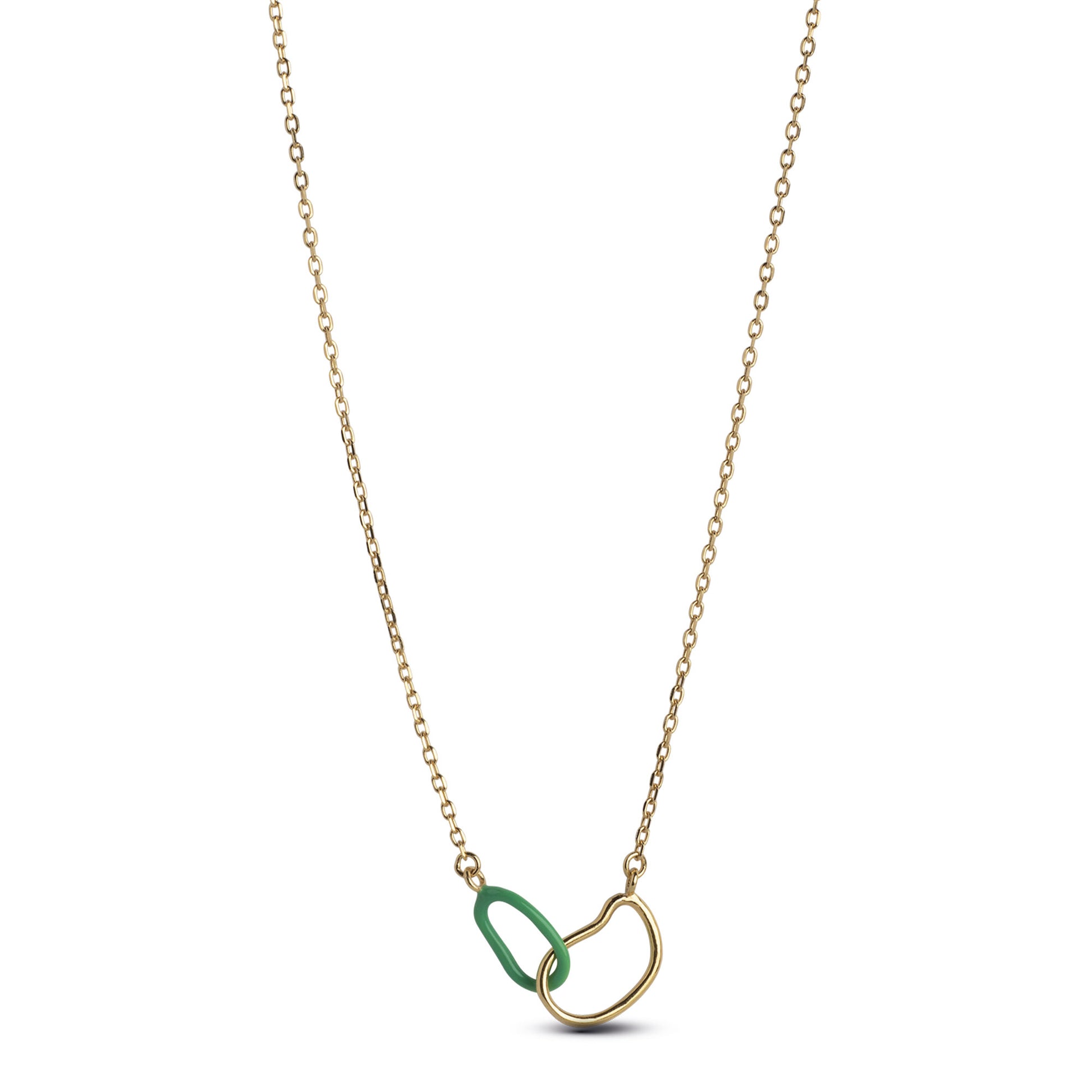 ENAMEL Copenhagen Necklace, Organic Double Circle Necklaces Grass Green