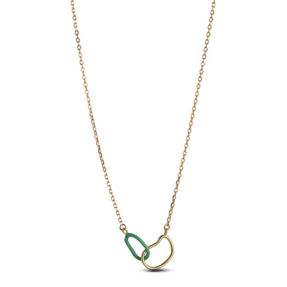 ENAMEL Copenhagen Necklace, Organic Double Circle Necklaces Grass Green