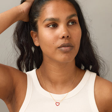 ENAMEL Copenhagen Necklace, Organic Enamel Heart Necklaces Red