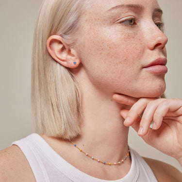 ENAMEL Copenhagen Stud, Enamel Dot Earrings Cornflower