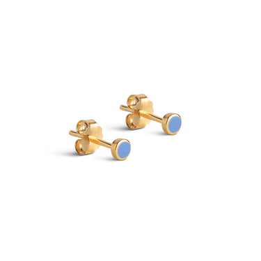 ENAMEL Copenhagen Stud, Enamel Dot Earrings Cornflower