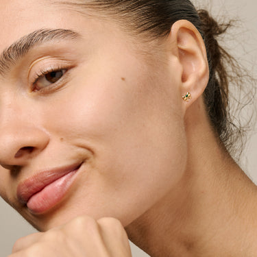 ENAMEL Copenhagen Studs, Baby Bow Earrings Petrol Green