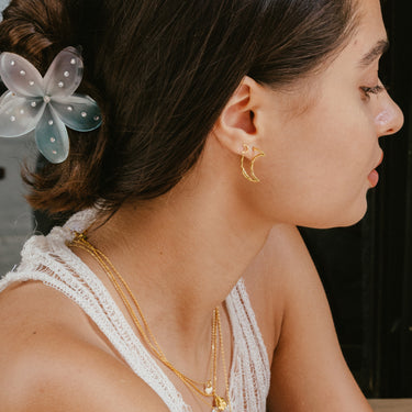 ENAMEL Copenhagen Studs, Organic Moon Earrings Gold Plated