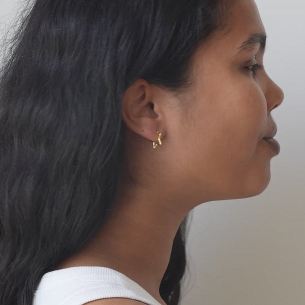 ENAMEL Copenhagen Hoops, Organic Star Small Earrings Gold Plated