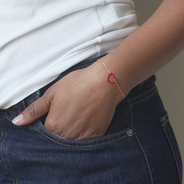 ENAMEL Copenhagen Bracelet, Organic Enamel Heart Bracelets Red
