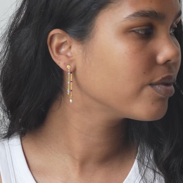 ENAMEL Copenhagen Earrings, Lola Pearl Earrings Blue Wine